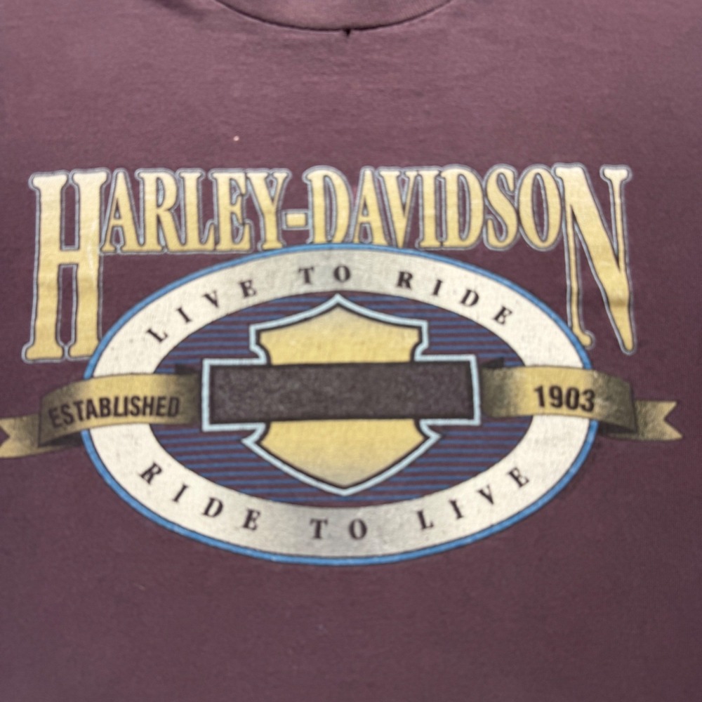Vintage Harley Davidson T-Shirt Mens XL Purple Regency Jacksonville FL 1992 USA